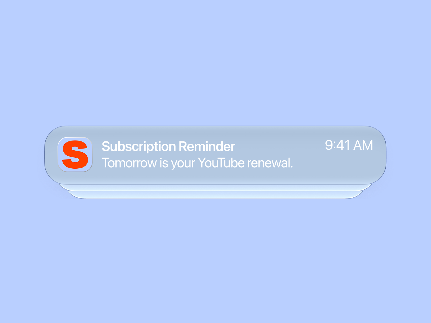 iOS notification: Subscription Reminder — Tomorrow is your YouTube renewal