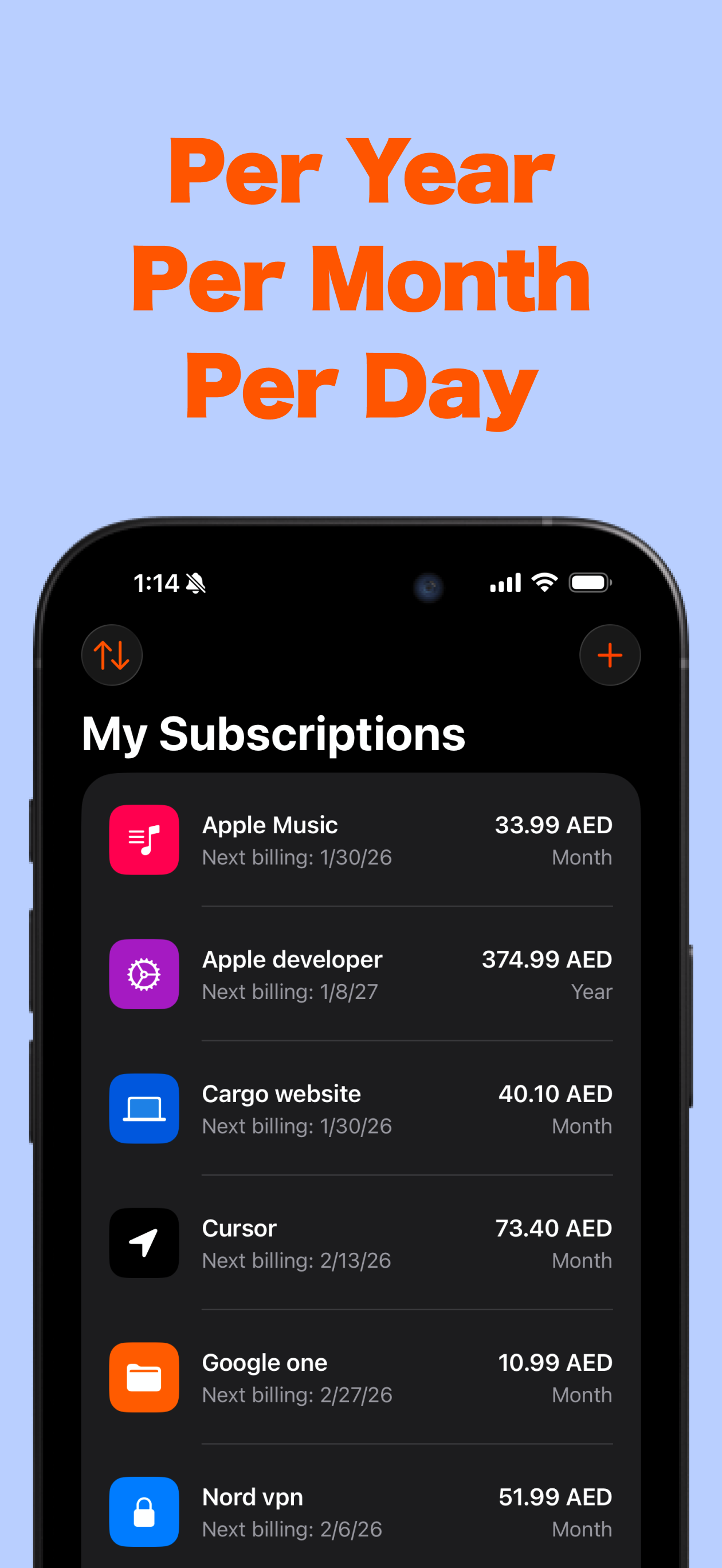 My subscriptions list