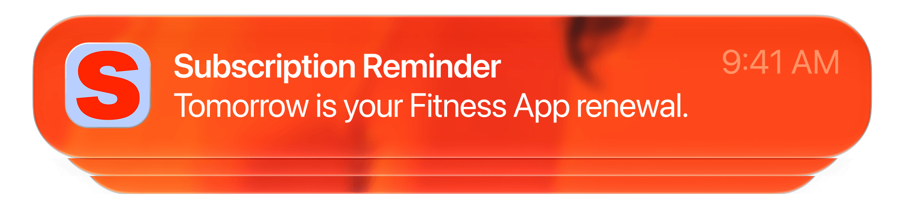 iOS notification: Subscription Reminder: Tomorrow is your Fitness App renewal